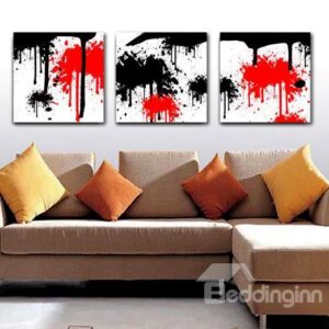 New Arrival Stylish Red and Black Patterns Print 3-piece Cross Film Wall Art Prints