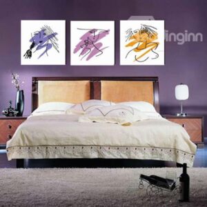 New Arrival Modern Stick Figure of Lady Print 3-piece Cross Film Wall Art Prints