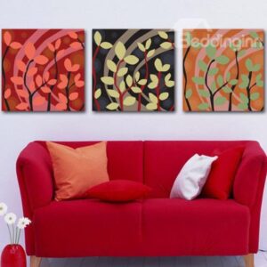 New Arrival Elegant Branches and Leaves Print 3-piece Cross Film Wall Art Prints