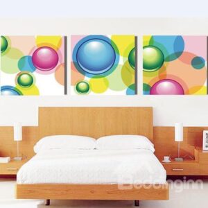 New Arrival Lovely Colorful Bubbles Print 3-piece Cross Film Wall Art Prints