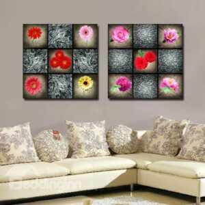 New Arrival Lovely Flowers Sudoku Print 2-piece Cross Film Wall Art Prints