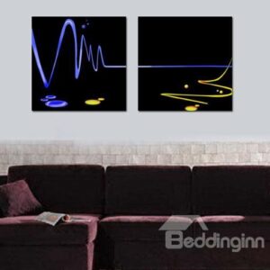 New Arrival Modern Blue and Yellow Lines Print 2-piece Cross Film Wall Art Prints