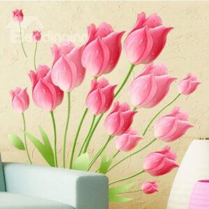New Arrival Beautiful Tulips and Buds Print Wall Stickers