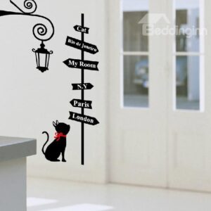 New Arrival Lovely Fashion Cat and Direction Board Print Wall Stickers