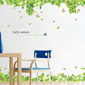 New Arrival Beautiful Green Leaves and Butterflies Print Wall Stickers