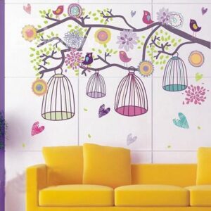 New Arrival Lovely Dreamy Birds and Cages Print Wall Stickers