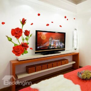 New Arrival Romantic Rose Blossoms and Petals Print Wall Stickers