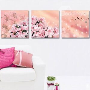 New Arrival Beautiful Pink Lilies Print 3-piece Cross Film Wall Art Prints