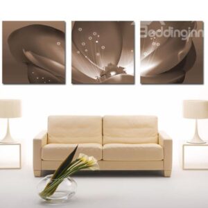 New Arrival Lovely Gray Flower Stamen Print 3-piece Cross Film Wall Art Prints
