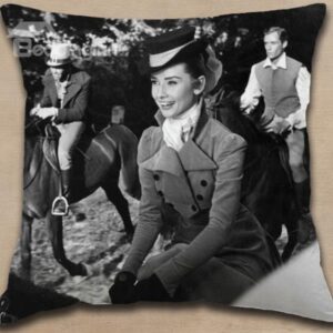 New Arrival Beautiful Audrey Hepburn Riding a Horse Print Throw Pillowcase