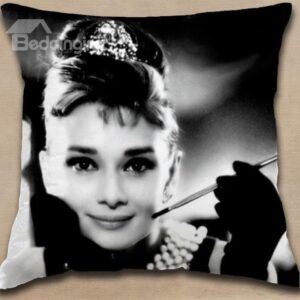 New Arrival Lovely Audrey Hepburn Smile Print Throw Pillowcase