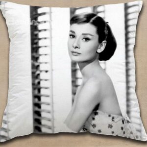 New Arrival Graceful Audrey Hepburn in White Dress Print Throw Pillowcase