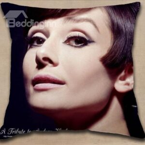 New Arrival Graceful Audrey Hepburn Beautiful Profile Print Throw Pillowcase