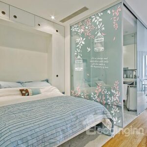 New Arrival Beautiful Leaves and White Cage Print Wall Stickers
