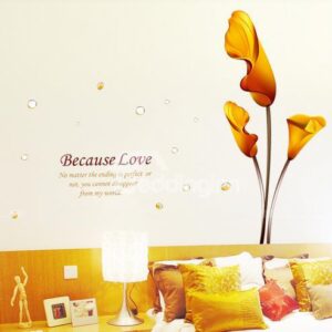 New Arrival Luxurious Golden Calla Flowers Print Wall Stickers