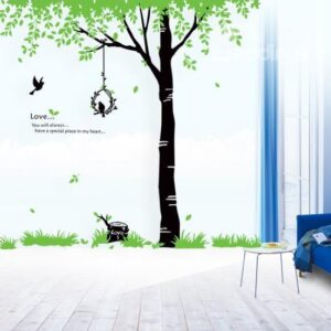 New Arrival Beautiful Green Tree and Leaves Print Wall Stickers