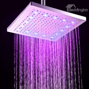 12 Inches LED Colors-changing Rectangular Copper Shower Head Faucet
