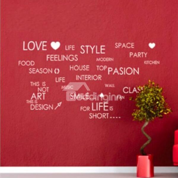 New Arrival Romantic English Letters Print Wall Stickers