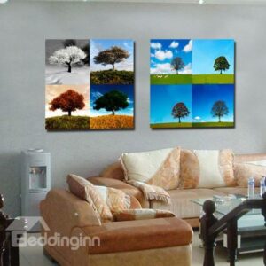 New Arrival Beautiful Trees and Sky Print 2-piece Cross Film Wall Art Prints