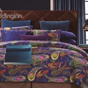 Personality Pattern Purple Staple Cotton 4 Piece Bedding Sets