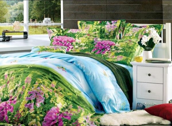 Magic Green Garden Pattern 4 Piece Cotton Duvet Cover Sets