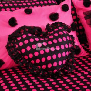New Arrival Princess Style Dots Print Heart Shape Throw Pillow