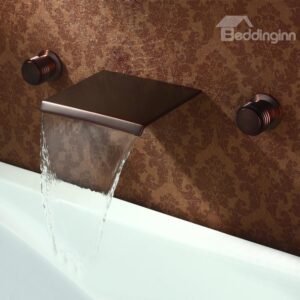 ORB Black Bronze Double Handles Widespread Waterfall Wall Mount Faucet