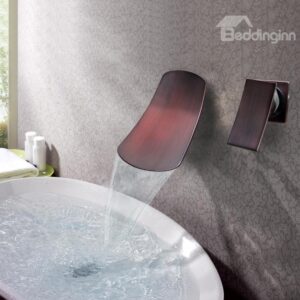 Oil-rubbed Bronze One Handle Widespread Waterfall Wall Mount Faucet