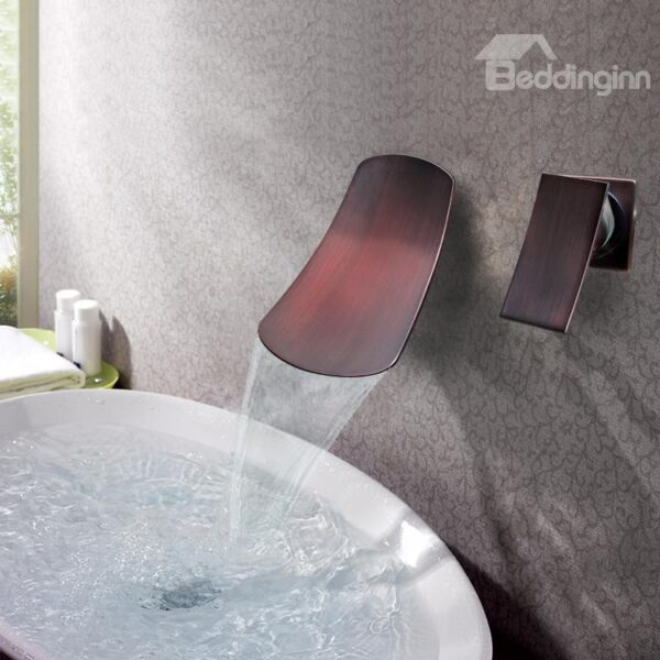 Oil-rubbed Bronze One Handle Widespread Waterfall Wall Mount Faucet