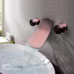 New Arrival Double Handles Widespread Brass Waterfall Wall Mount Faucet