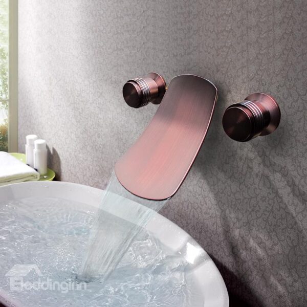 New Arrival Double Handles Widespread Brass Waterfall Wall Mount Faucet