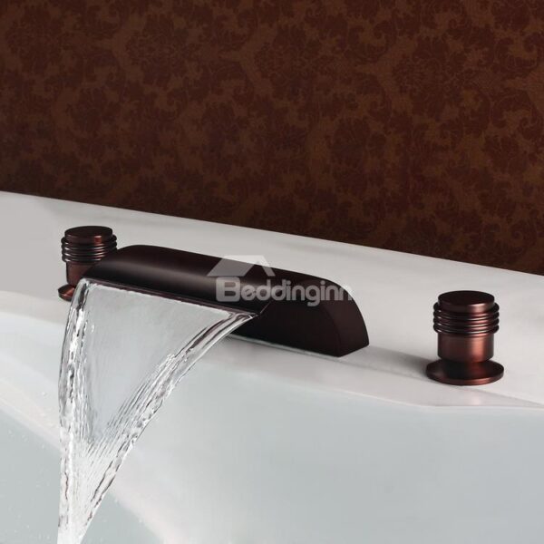 Antique Bronze Finish Widespread Double Handles Waterfull Faucet