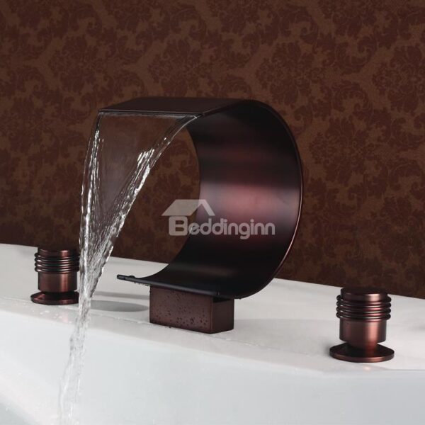 Oil-rubbed Bronze Widespread Double Handles Waterfall Faucet