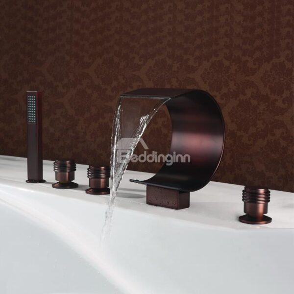 New Arrival Arc-Shaped Widespread Five Piece Waterfall Faucet