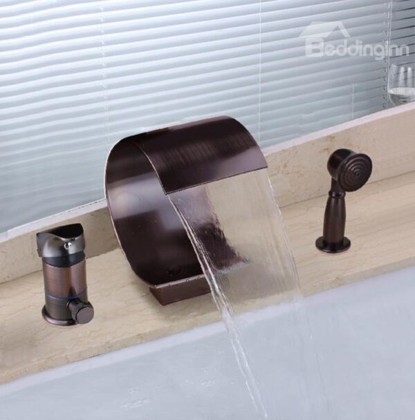 New Arrival Oil-rubbed Bronze Single Handle Widespread Three Piece Waterfall Faucet