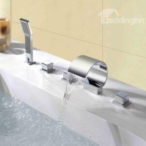 Arc-Shaped Cube Handles Five Piece Waterfall Faucet