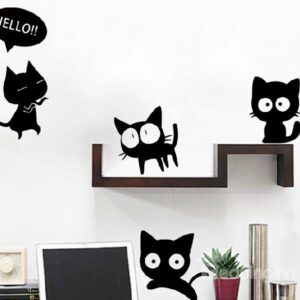 The Adventures of Little Black Cats Cartoon Wall Stickers