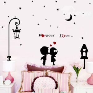 Forever Love Stars and Streetlight Kissing Wall Stickers