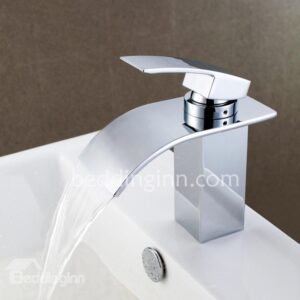 Contemporary Single Handle Chrome Finish Widespread Waterfall Faucets
