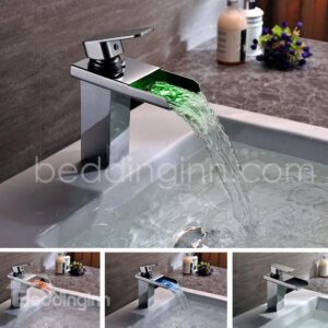 Three Color Changing by Temperature Widespread Waterfall Faucets