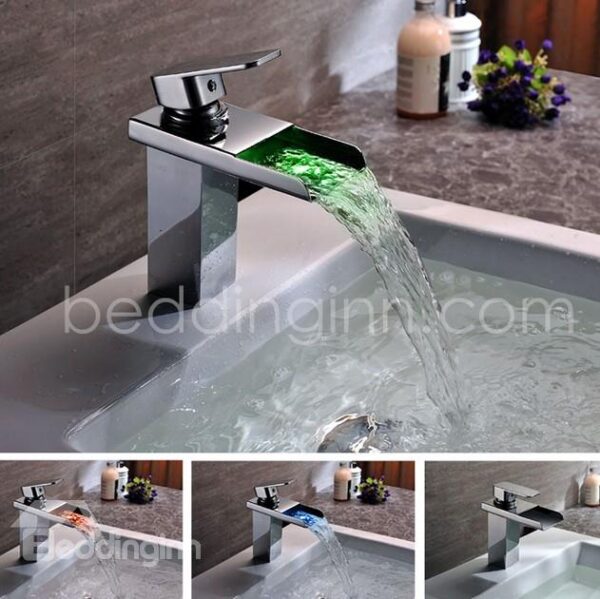 Three Color Changing by Temperature Widespread Waterfall Faucets