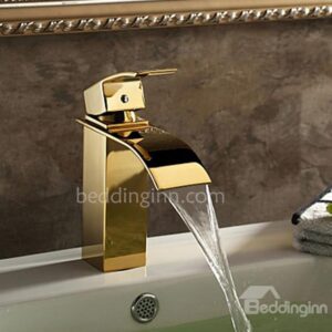 Golden Single Handle Ti-PVD Finish Waterfall Faucets