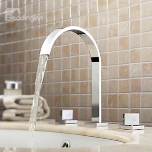New Arrival Mid Arc Double Handles Waterfall Sink Faucet