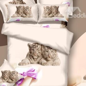 New Arrival Two Ligers and Bow Knot Print 3D Bedding Sets