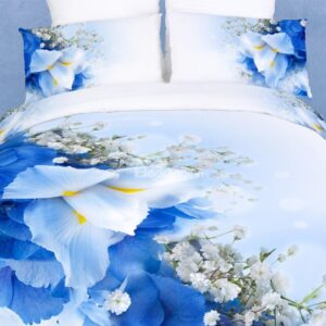 Holly Blue Flowers Print 3D Bedding Sets
