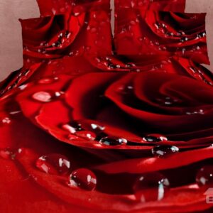 Fragrant Rose with Dewdrops Print 3D Bedding Sets