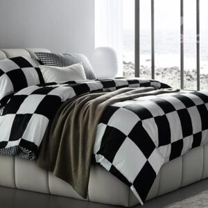 Fashion Black and White Checkered Squares Cotton Bedding Sets
