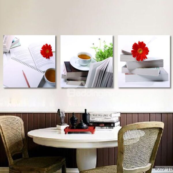Quiet Coffee and Books 3-piece Cross Film Wall Art Prints