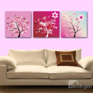 New Arrival Beautiful Flower Tree 3-piece Cross Film Wall Art Prints