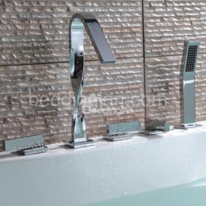 Contemporary Arc Three Handles Waterfall Twist Bathtub Faucet